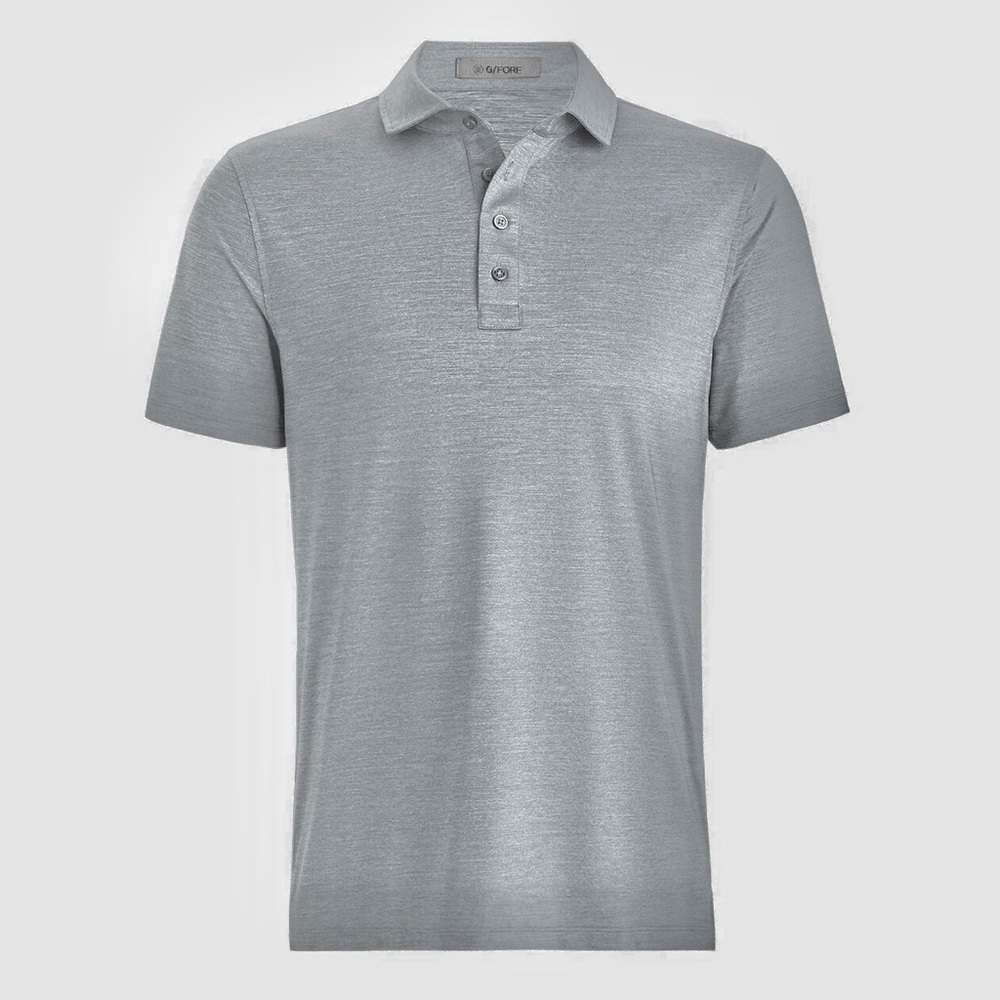 G/FORE Fine Gauge Merino Wool Blend Short Sleeve Polo Shirt XL Heather Grey
